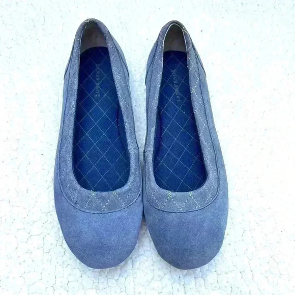 Lands End Dory Blue/Gray Suede Rounded Toe Comfort Walking Ballet Flats Size 7 - Picture 3 of 12